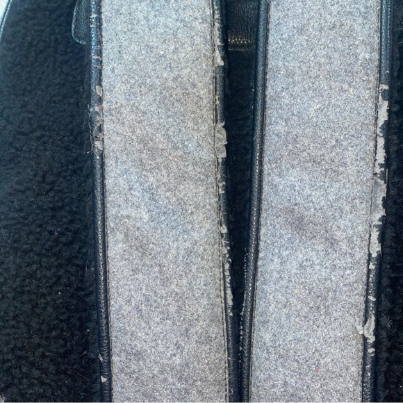 Adam Lippes for Target Shearling Backpack Handbag Bag Grey & Black Plaid Fur - Picture 4 of 16